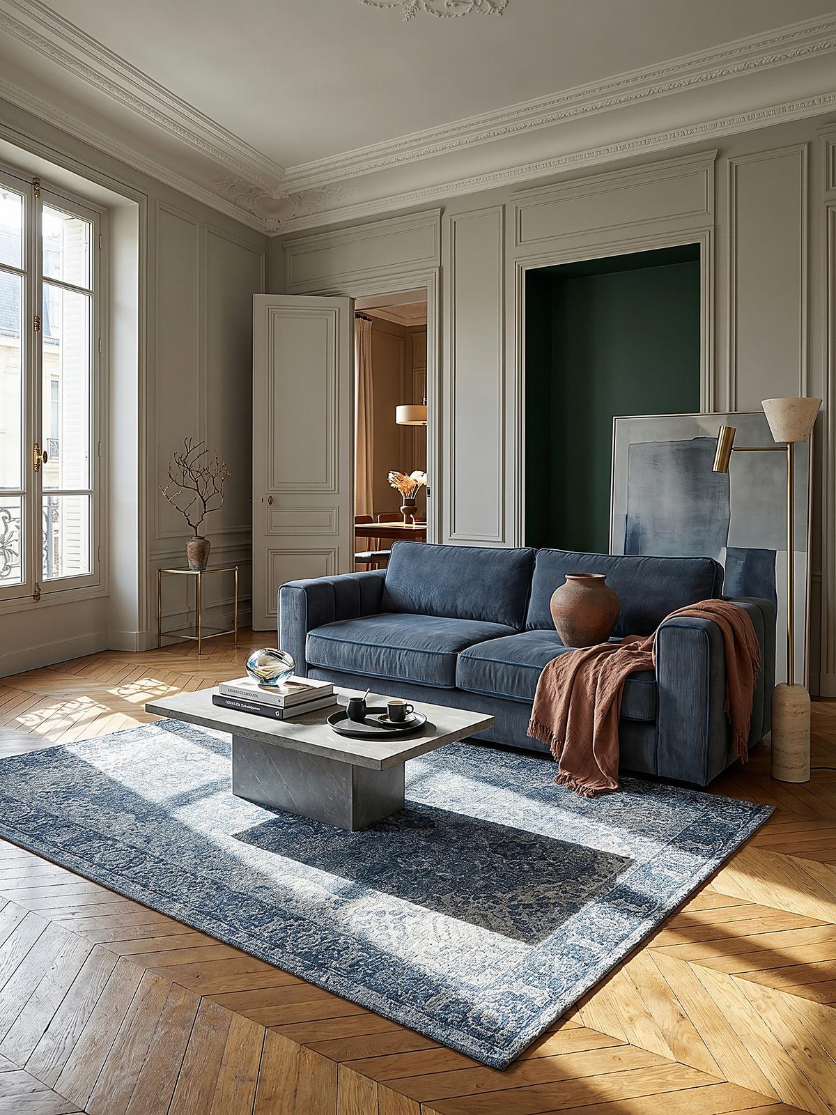 TEPPICH COQUET, im Vintage-Stil, Blau, 120 x 170 cm - Blau, Textil (170/120cm) - KADIMA DESIGN