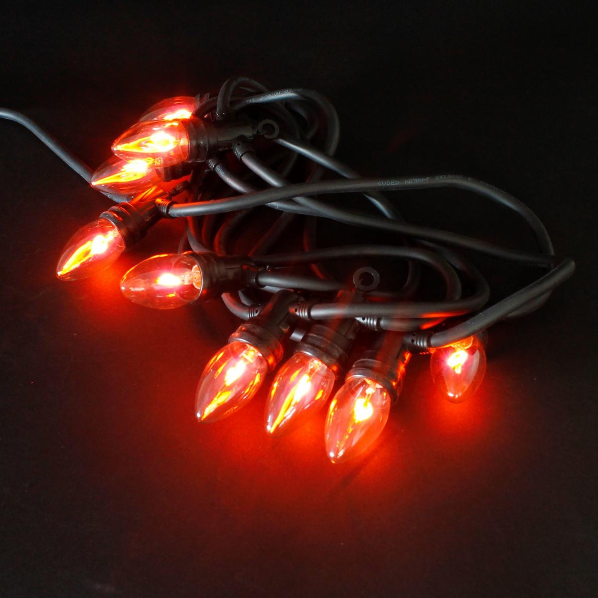 LICHTERKETTE mit Flammeneffekt 360 cm 10 Glühbirnen E14 Innen/Außen - Schwarz, Kunststoff (360cm) - ECD-Germany