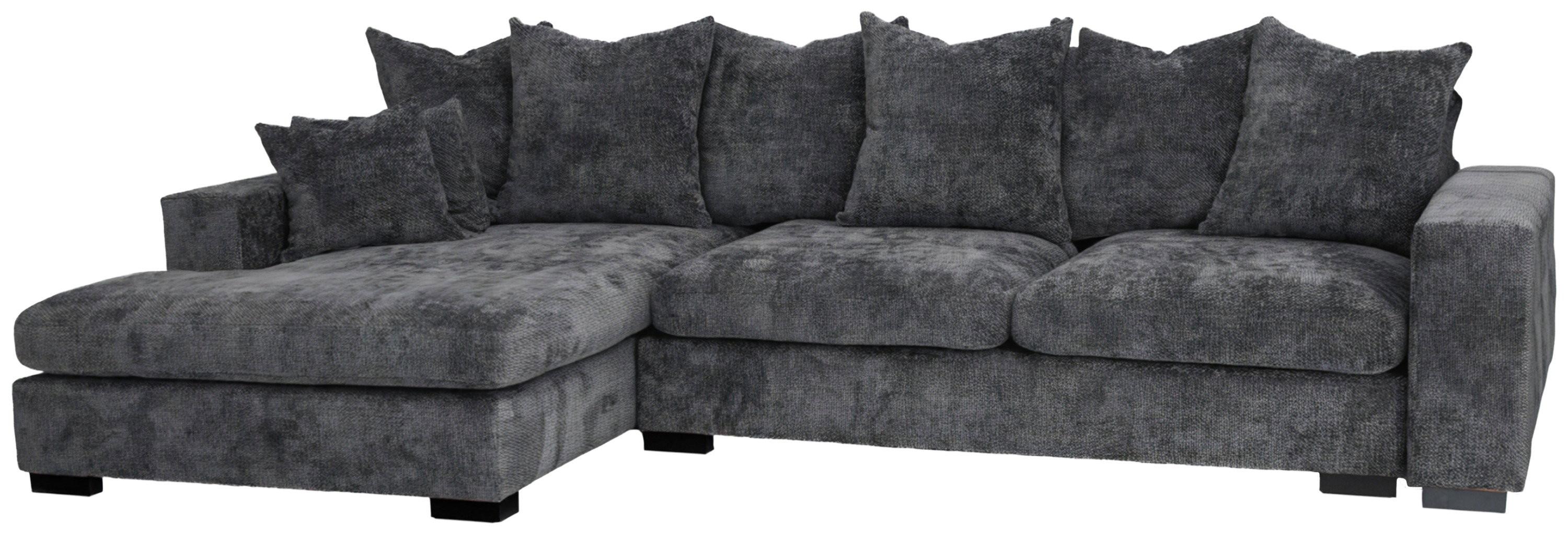ECKSOFA Dahlia mit Schlaffunktion und Bettkasten in L-Form Links - Anthrazit Chenille 285/92/155 cm - Anthrazit/Schwarz, Kunststoff/Textil (285/155cm) - WFL GROUP