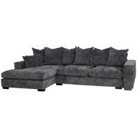 ECKSOFA Dahlia mit Schlaffunktion und Bettkasten in L-Form Links - Anthrazit Chenille 285/92/155 cm - Anthrazit/Schwarz, Kunststoff/Textil (285/155cm) - WFL GROUP