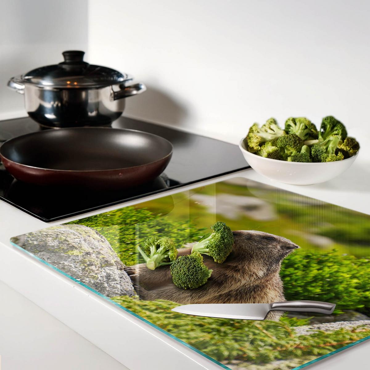 GLASPLATTE 60x52 cm Tatra-Murmeltier - Grün, Glas (60/0.4/52cm) - TULUP