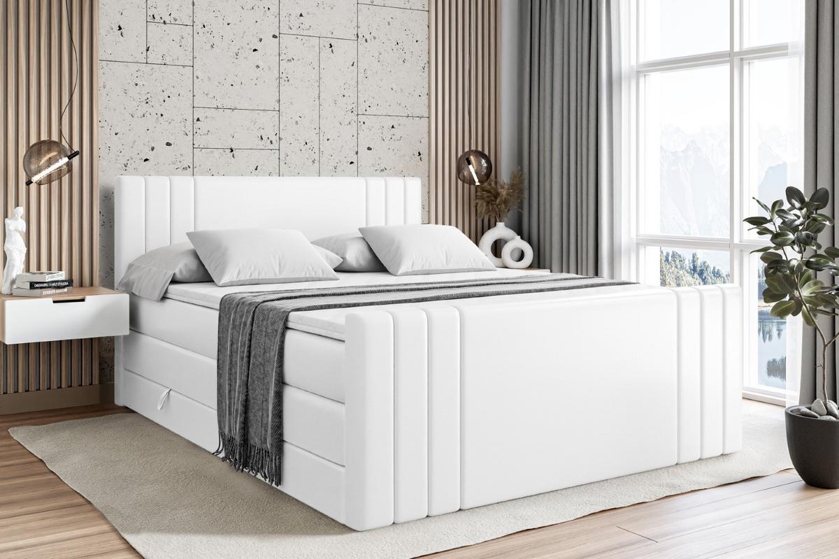 BOXSPRINGBETT IDRIKO-Z KING - 180x200 - H3/H4 - Weiß Hochglanz - Weiß Hochglanz, Holzwerkstoff (180/200cm) - ALTDECOR