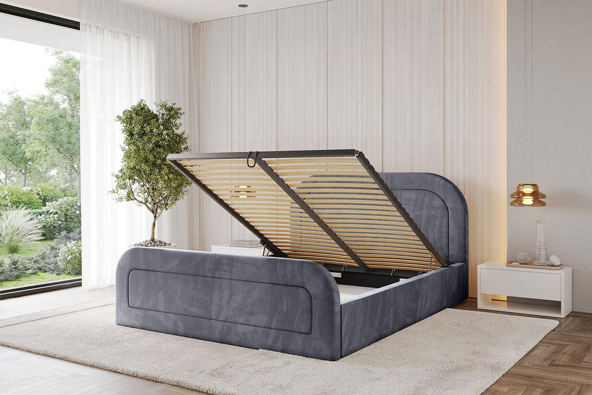 POLSTERBETT mit Bettkasten, Fußteil und Lattenrost, Boxbett ohne Matratze - LERAY-Z 120x200 Dunkelgrau - Dunkelgrau, Holzwerkstoff/Textil (120/200cm) - ALTDECOR