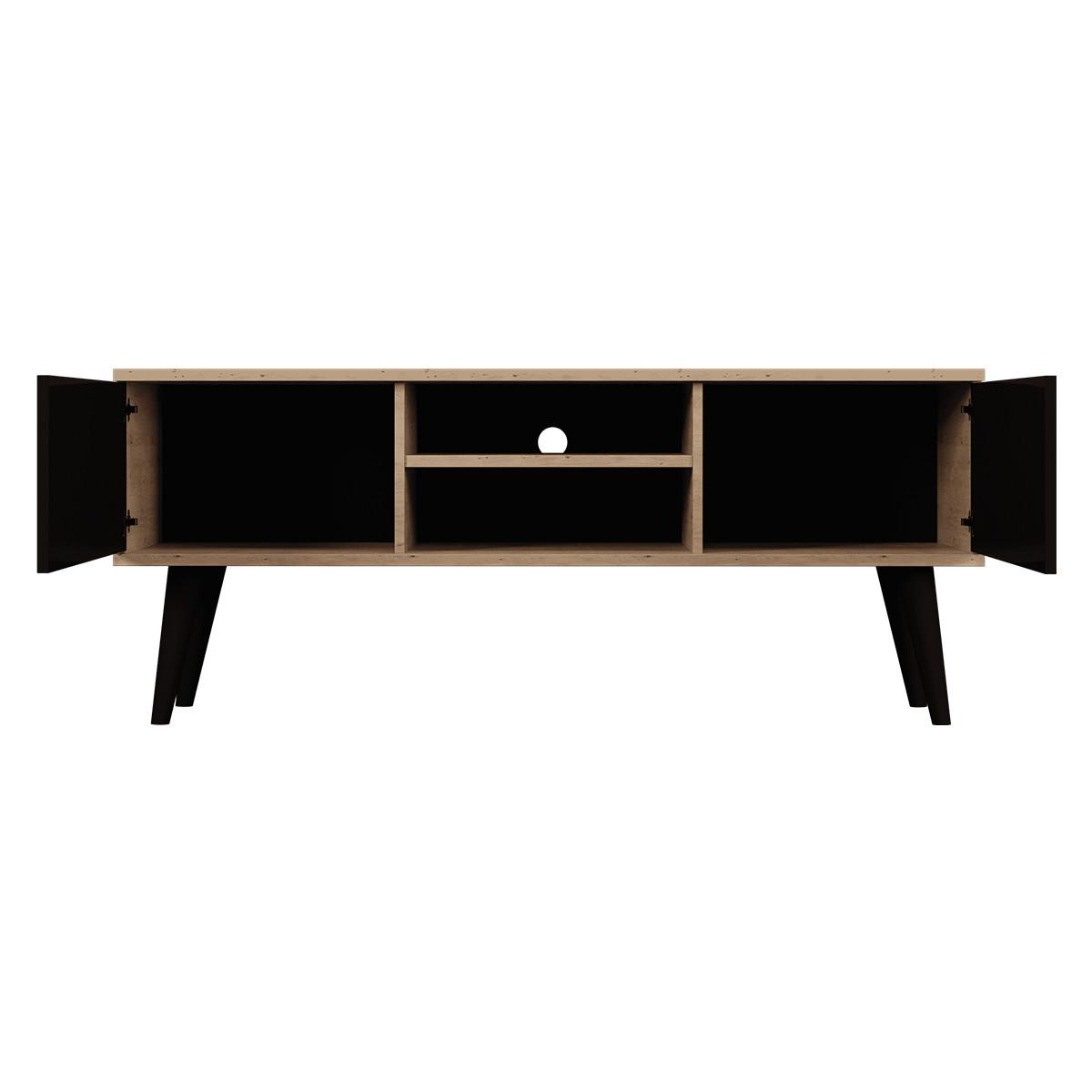 TV-MÖBEL Toronto Schwarz und Holz - Schwarz/Braun, Holzwerkstoff (120/35/55cm) - Petits-meubles