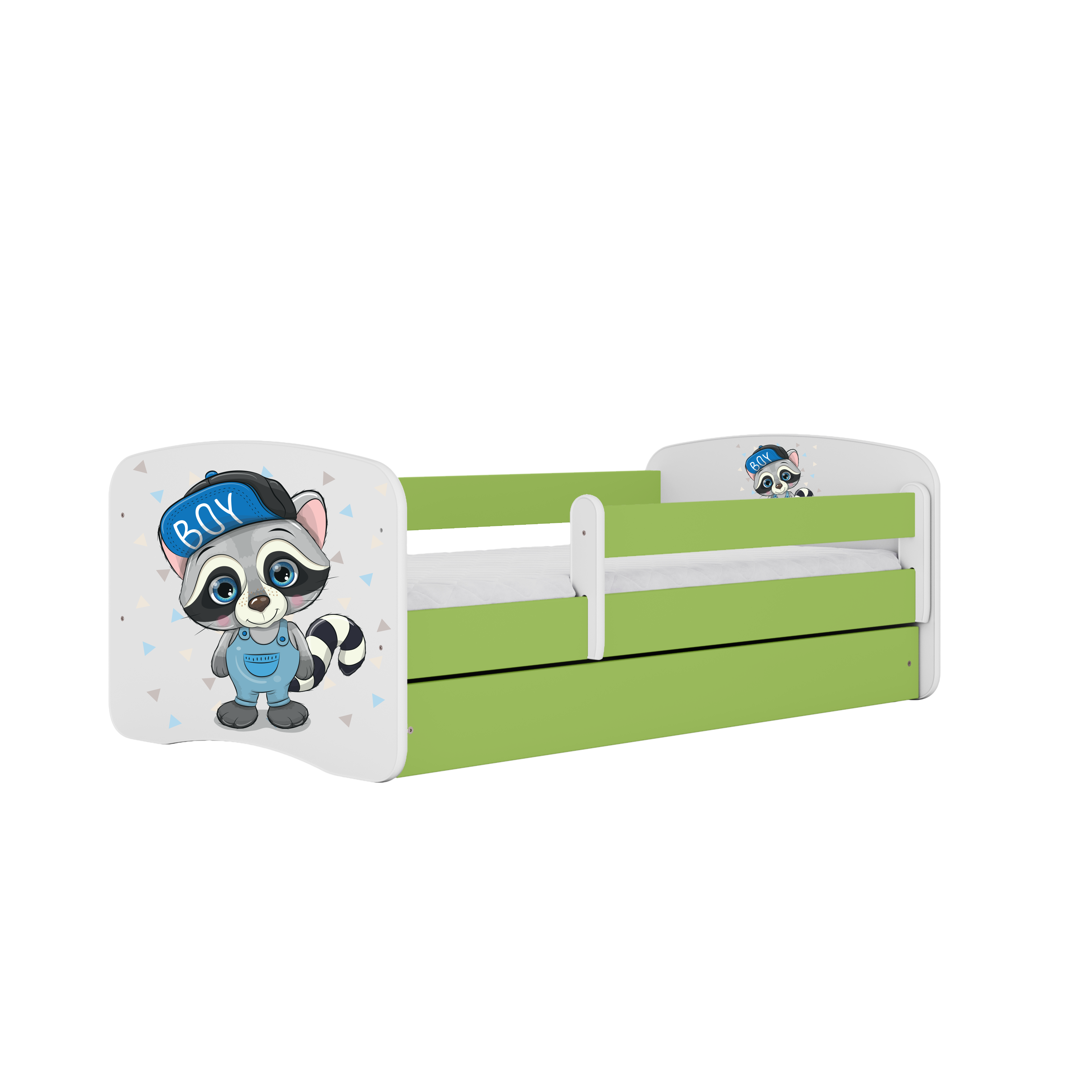 KINDERBETT Waschbär mit Schublade 180/80 90/61/184 - Grün, Holzwerkstoff (80/180cm) - RAUMHIRSCH FURNITURE