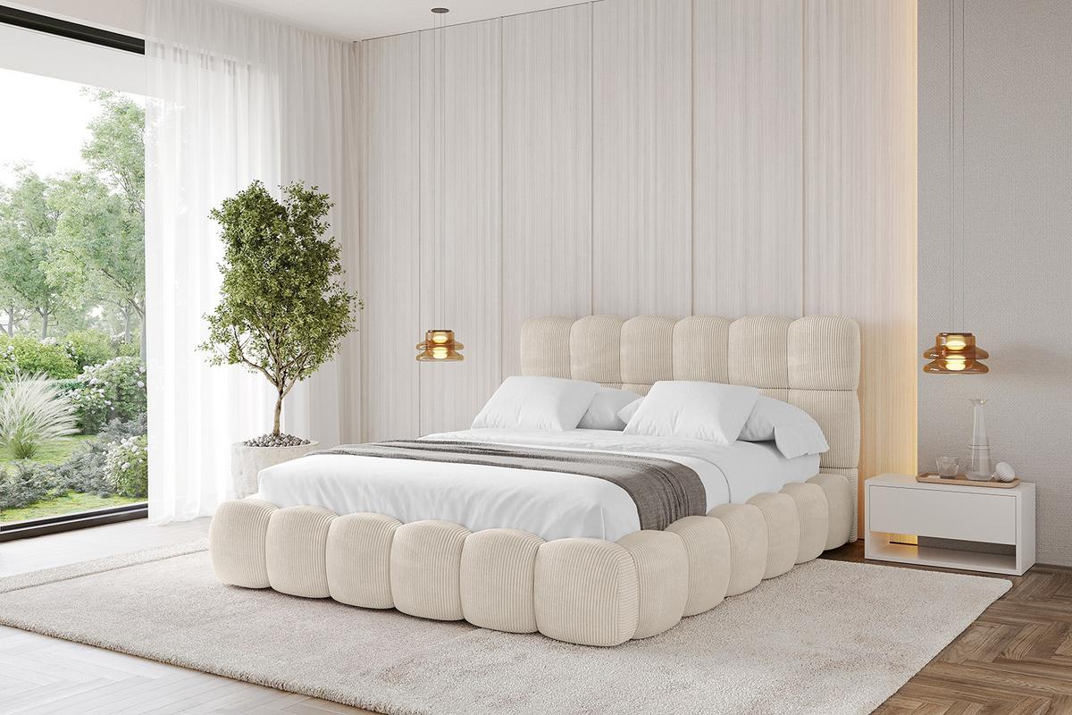 POLSTERBETT mit Bettkasten und Lattenrost, Boxbett ohne Matratze - LEYA 160x200 Beige - Creme, Holzwerkstoff/Textil (160/200cm) - ALTDECOR