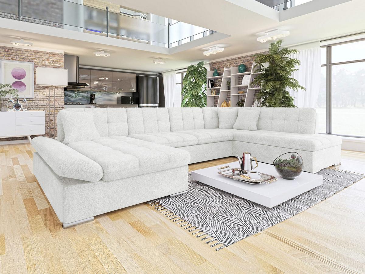 ECKSOFA Bergen, Seite: Links - Silberfarben/Hellgrau, Holz/Textil (345/76/205cm) - MIRJAN24
