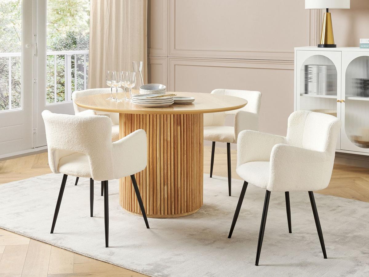 ESSZIMMERSTUHL 2er-Set Samtstoff Weiß Sanilac - Creme, Textil/Metall (52/75/44cm) - Beliani