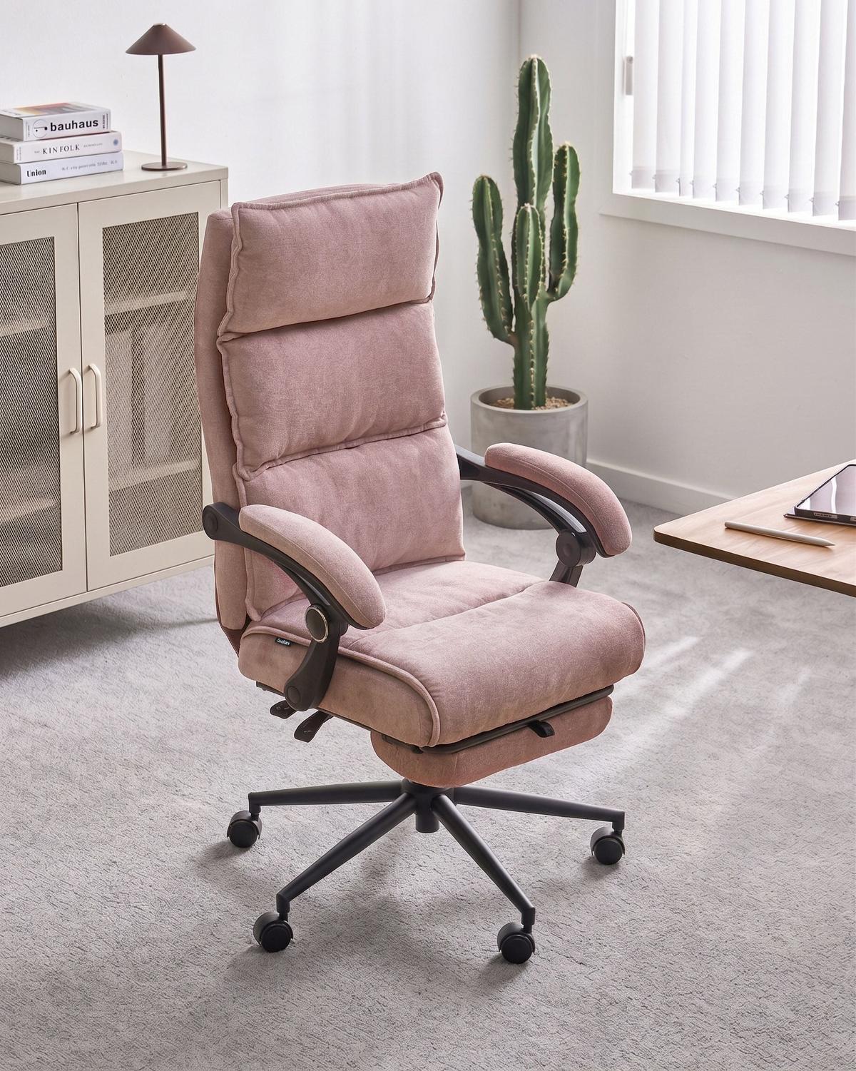 CHEFSESSEL Chenillegewebe Pastellrosa Eaton - Pink, Textil (50/114/66cm) - Beliani