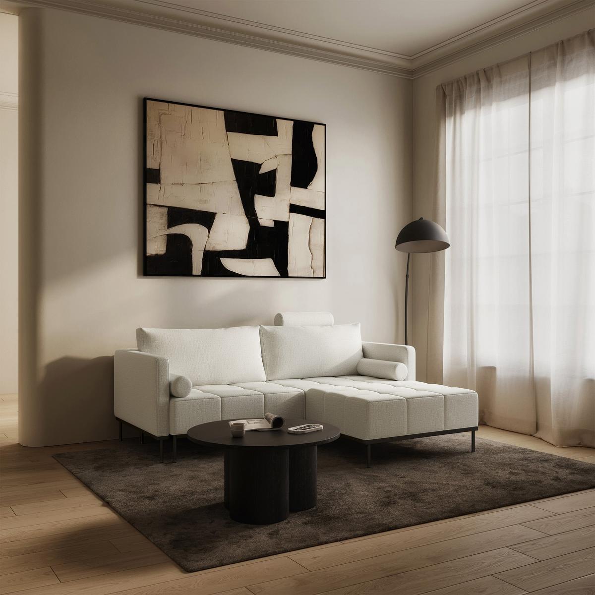 SCHLAFSOFA Skilia mit Schlaffunktion, 3-Sitzer 224 cm - Taupe/Schwarz, Textil/Metall (224/85/102cm) - Selsey