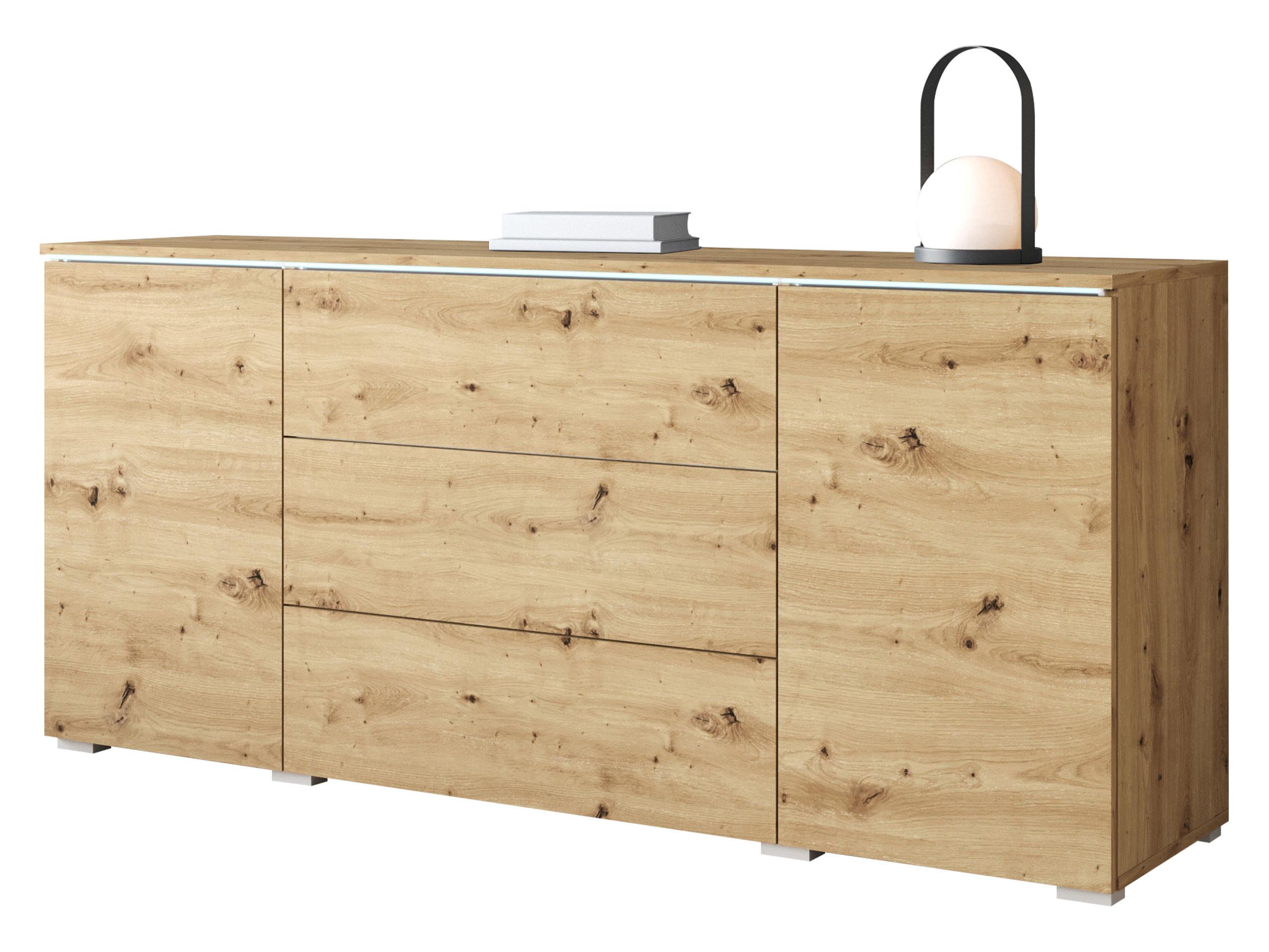 SIDEBOARD Vera 150 mit weißer LED Beleuchtung - Eiche Artisan, Holzwerkstoff (150/66/40cm) - MIRJAN24