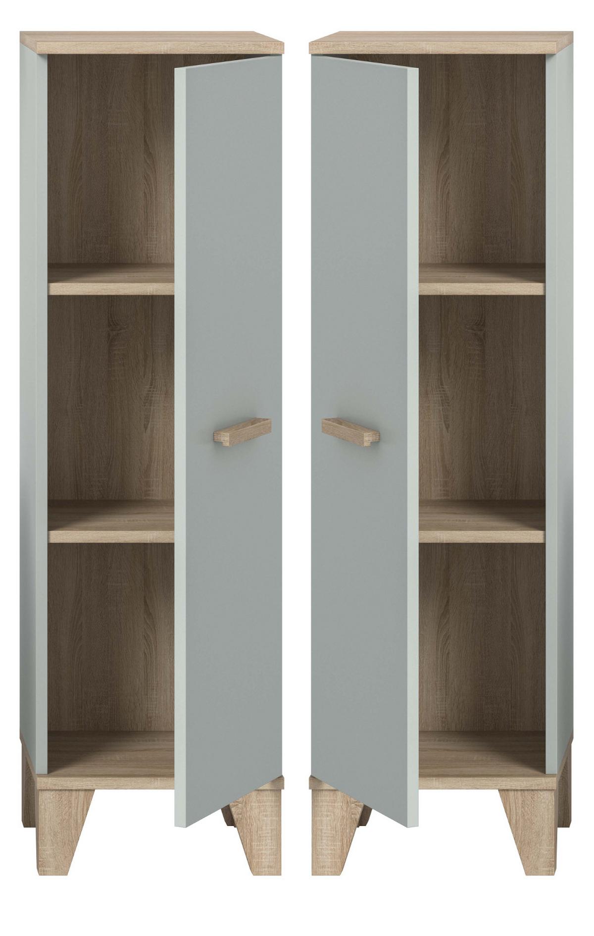 MIDISCHRANK grün, Eiche 34 x 116 cm, Bad Kommode skandinavisches Design - Eichefarben/Grün, Holzwerkstoff (34/116/31cm) - Inn.Furn