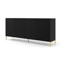 KOMMODE Schwarz, Gold 200/87/42 - Schwarz, Holzwerkstoff (200/87/42cm) - RAUMHIRSCH FURNITURE