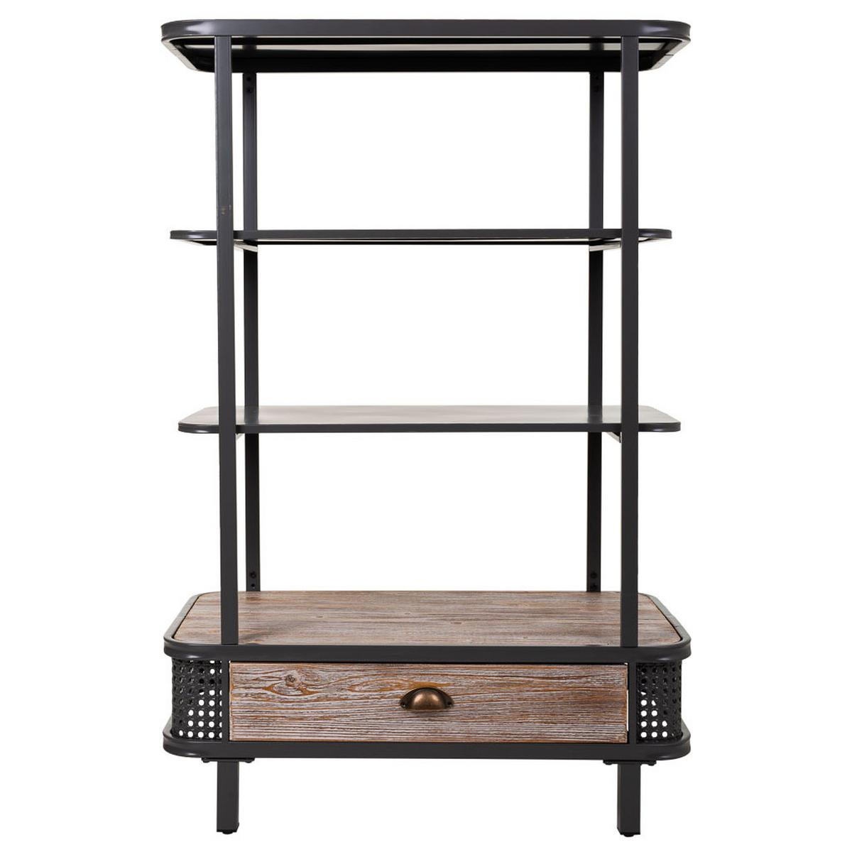 REGAL aus Metall und Holz, Grau, 80x40x121 - Grau, Metall (80/121/40cm) - Wanderlust