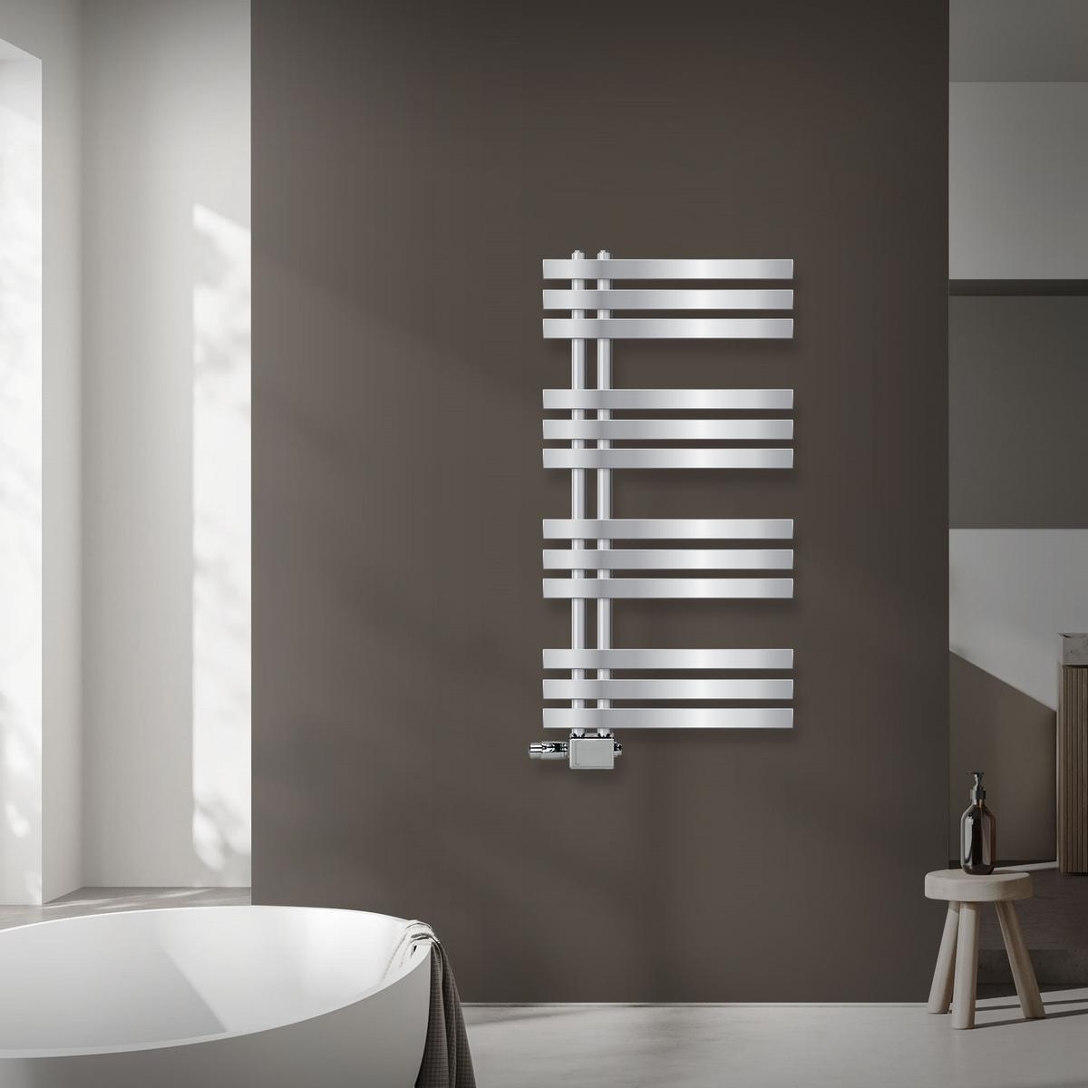 BADHEIZKÖRPER Iron EM 500x1000 mm Chrome mit Ventil Universal - Chromfarben, Metall (50/100/3cm) - LuxeBath