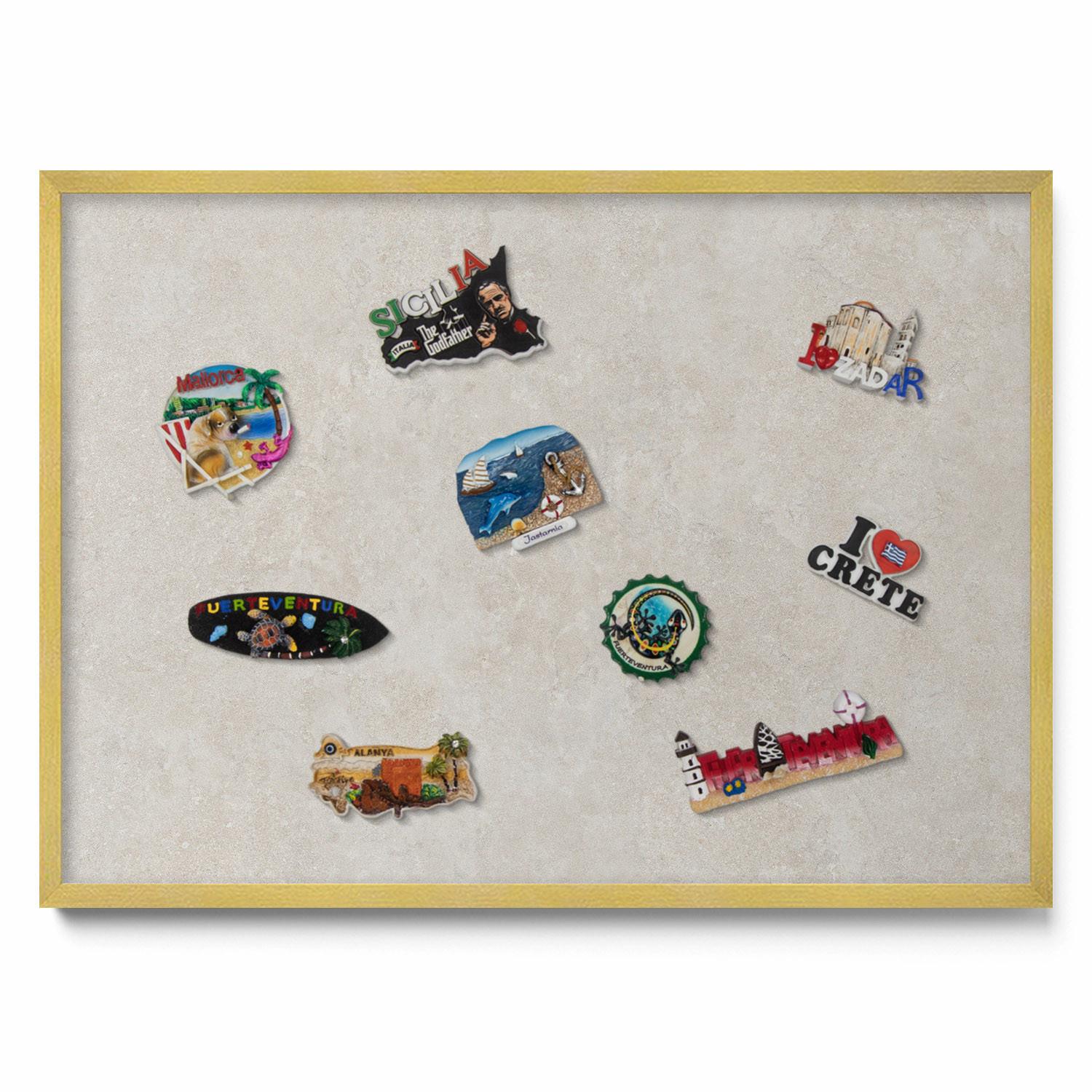 MAGNETTAFEL 70x50 cm Goldener Rahmen Dezente Sandsteinstruktur - Fango, Metall (70/50/0.4cm) - TULUP