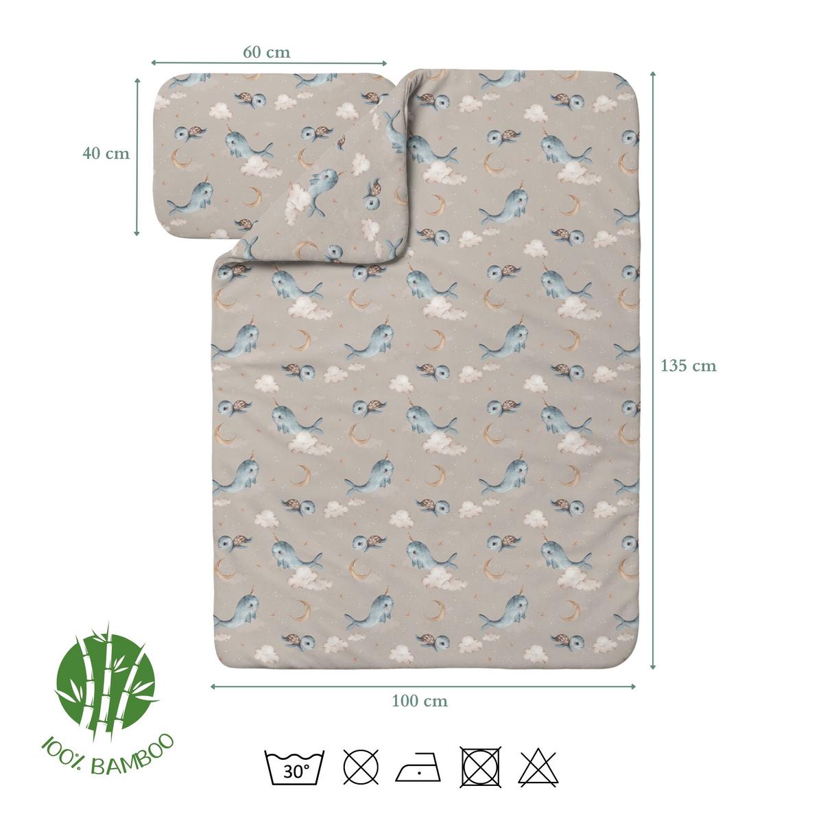 BABY Bambus-Bettwäsche Wale - Cappuccino, Textil (100/135cm) - waldin