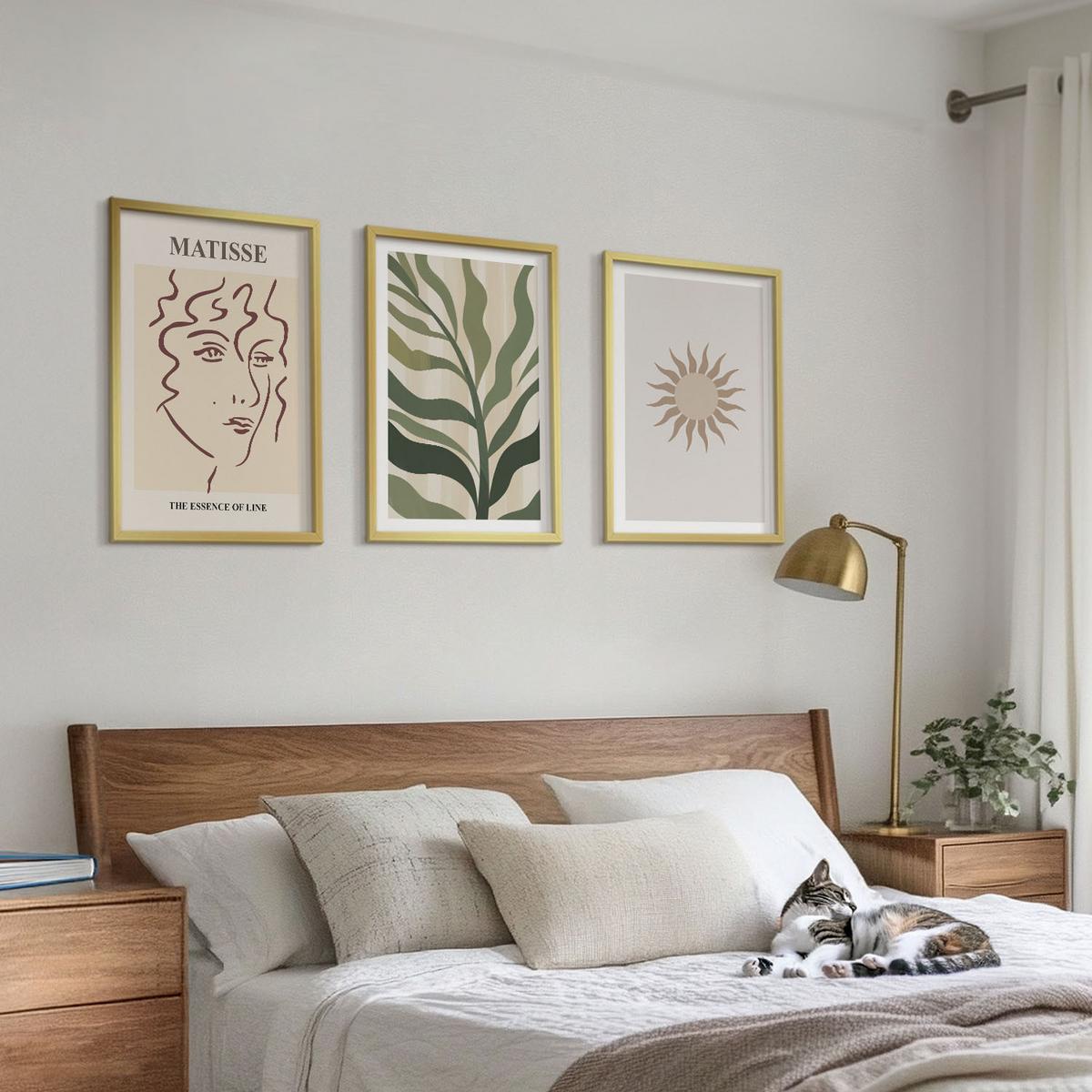 BILDER SET 3er Set - 40x60 cm Goldrahmen - Abstrakte Pflanzenmuster - Goldfarben, Kunststoff (40/60cm) - TULUP