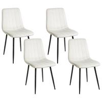 ESSZIMMERSTUHL 4er-Set Samtstoff Cremeweiß Kalispell - Schwarz/Weiß, Textil (45/88/62cm) - Beliani
