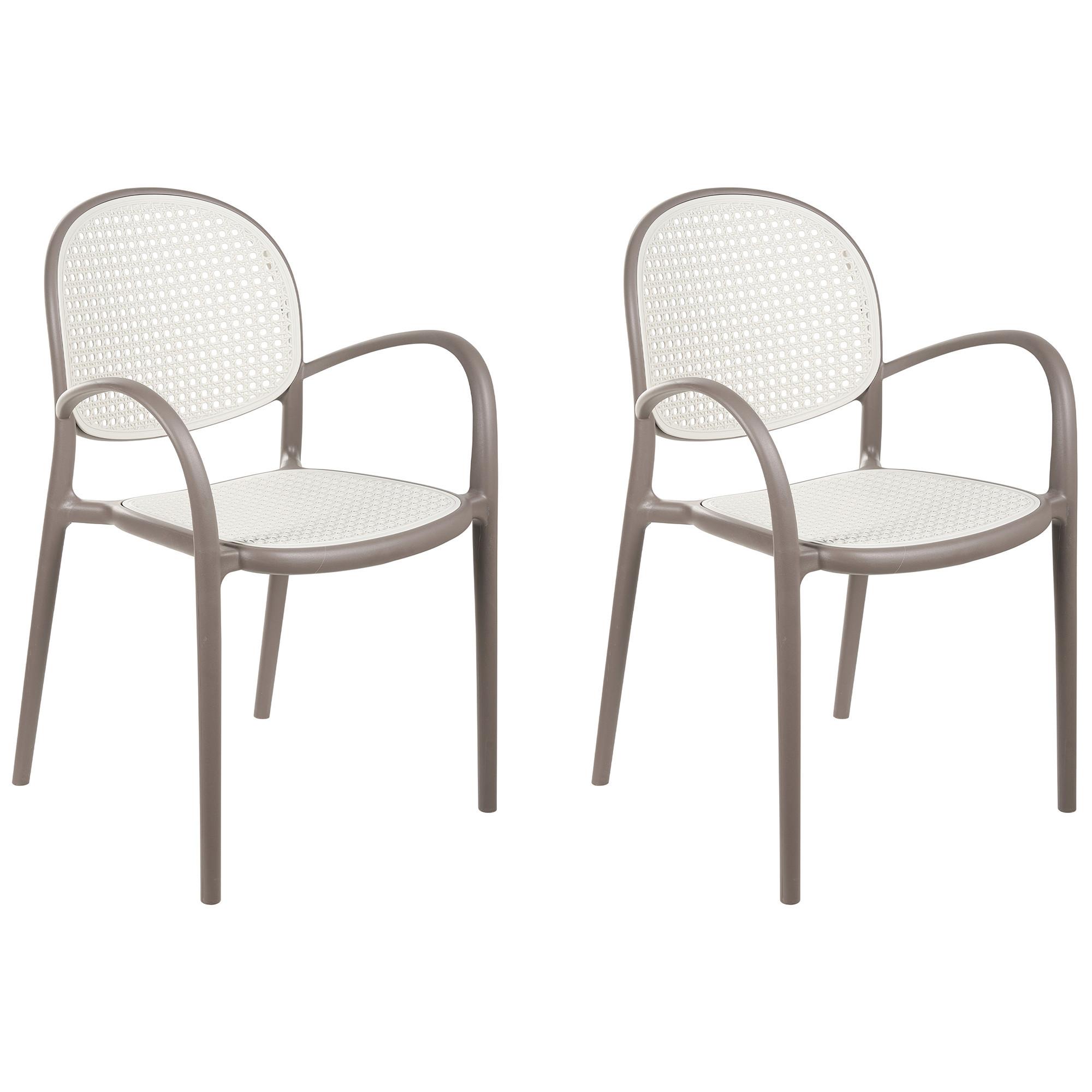 GARTENSTUHL 2er-Set Hellbraun Povoletto - Hellbraun/Weiß, Kunststoff (50/85/50cm) - Beliani