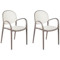 GARTENSTUHL 2er-Set Hellbraun Povoletto - Hellbraun/Weiß, Kunststoff (50/85/50cm) - Beliani