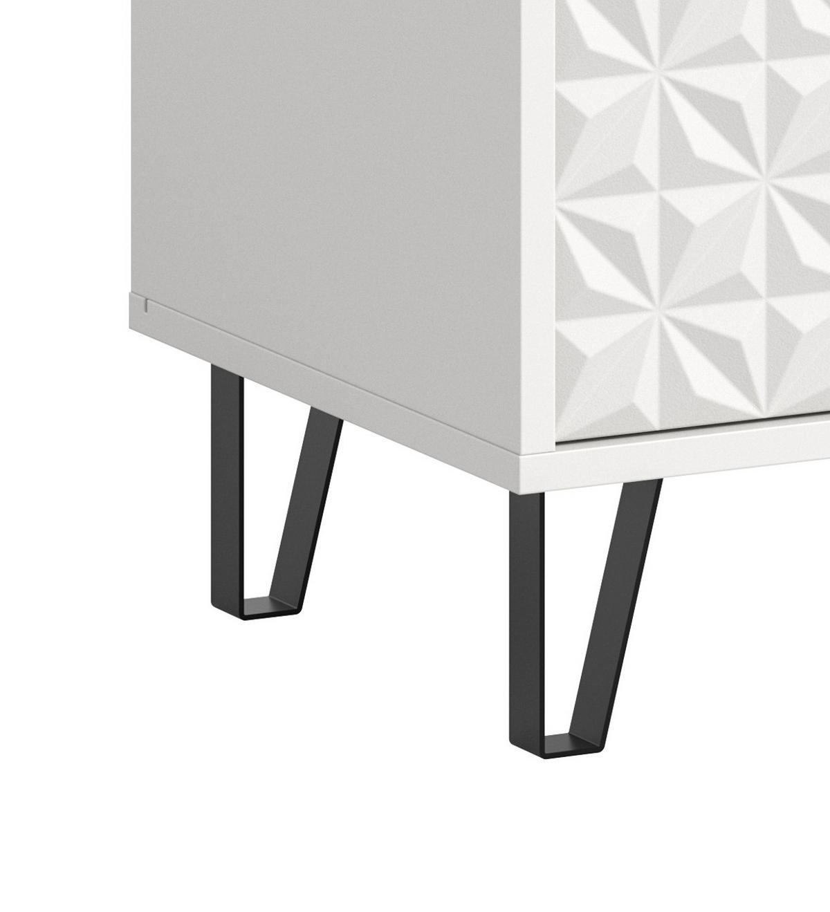 KOMMODE weiß Hochglanz 110 x 96 cm, Sideboard mit 3D-Struktur - Weiß Hochglanz/Schwarz, Holzwerkstoff/Kunststoff (110/96/40cm) - Inn.Furn
