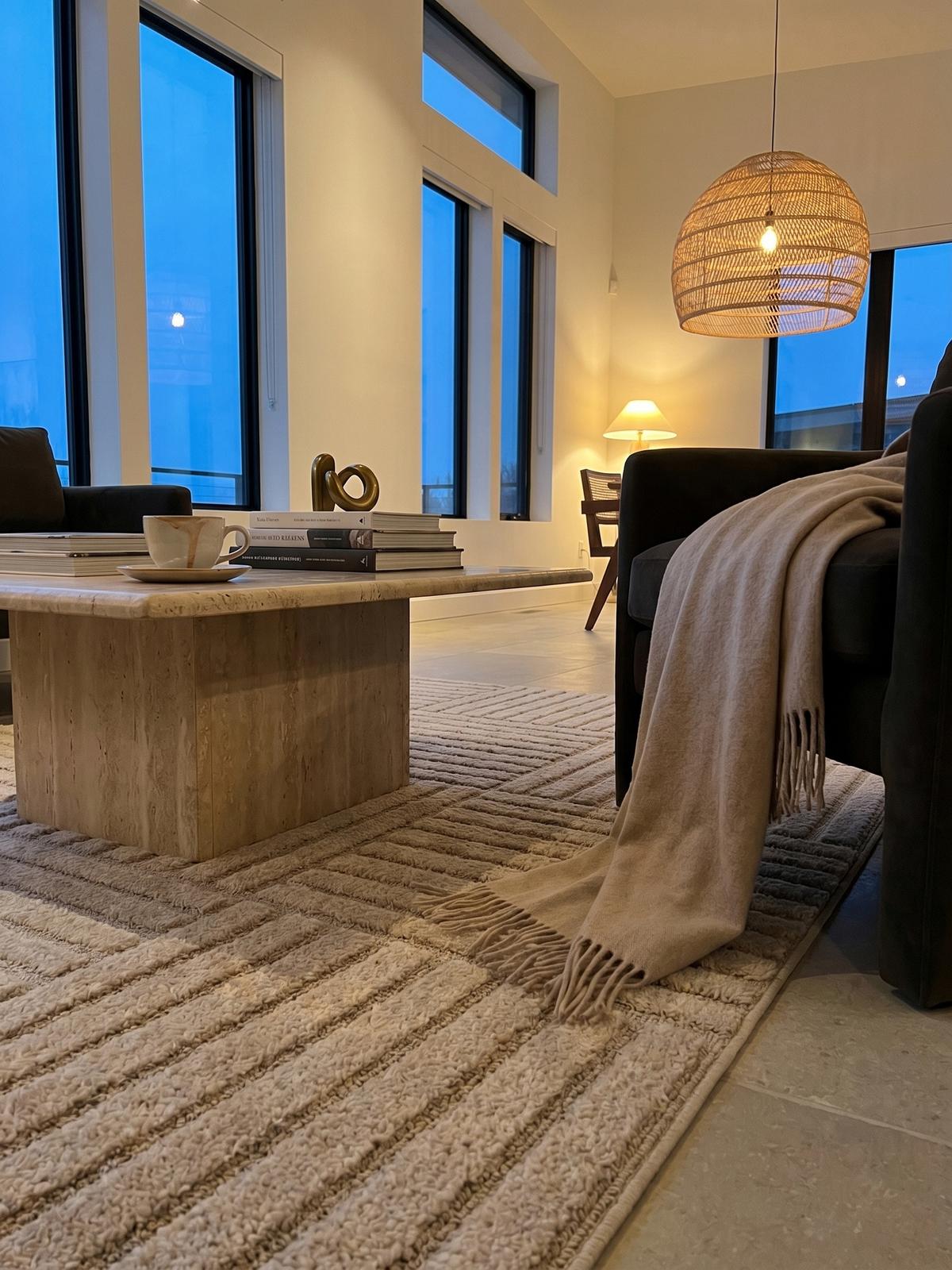 TEPPICH Hochflor RIGI in Beige, mit Cord-Streifen-Patchwork, 120 x 170 cm - Beige, Textil (170/120cm) - KADIMA DESIGN