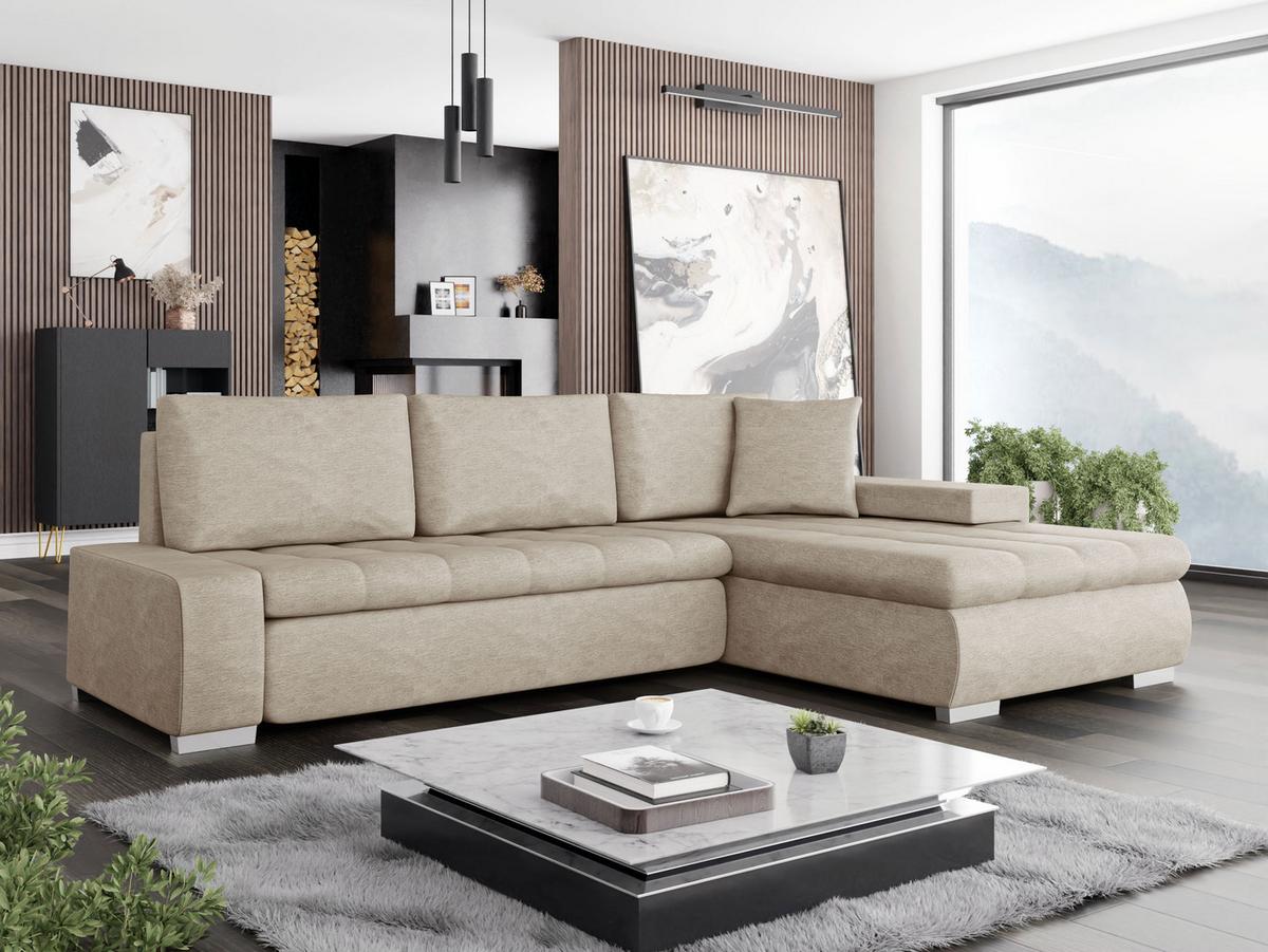 ECKSOFA Orkan Mini - Champagner, Holz/Textil (265/185cm) - MIRJAN24
