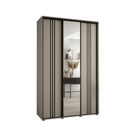 SCHWEBETÜRENSCHRANK 235,2/150/60 3-türig - Kaschmir/Schwarz, Holz/Metall (150/235.2/60cm) - MÖBEL KRYSPOL