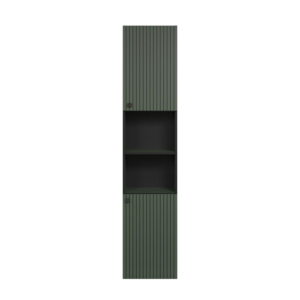 BADEZIMMERSÄULE mit Rillen, 2 Türen und 2 Fächern - purebliss 112/15/44,5 cm - Grün, Holzwerkstoff (40/186/31cm) - Trendteam