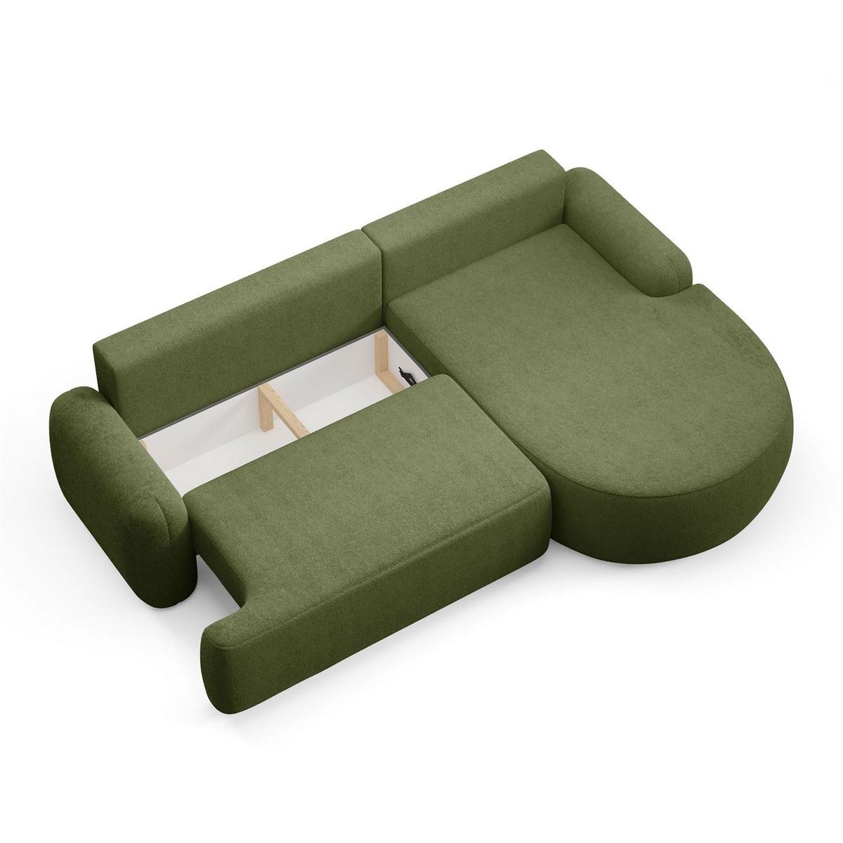 ECKSOFA CLEO mit Schlaffunktion Version Rechte QUELLE 38 - Grün, Kunststoff (264/172cm) - Lookway