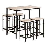 BARTISCH + 4 x BARHOCKER - Naturfarben, Holzwerkstoff (100/87/60cm) - SoBuy