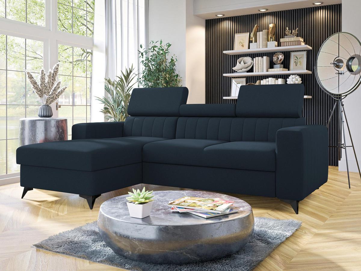 ECKSOFA Milano, Seite: Links LC+2R - Schwarz/Dunkelblau, Holz/Textil (236/172cm) - MIRJAN24