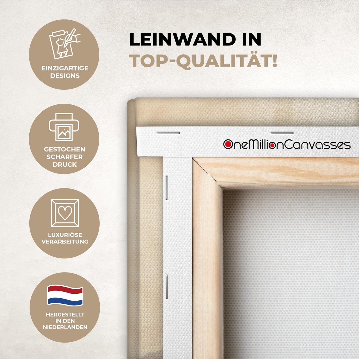 LEINWANDBILD Landschaft - Japandi - Vogel Deko Schlafzimmer 30x20 cm - Beige, Textil (30/20cm) - MuchoWow