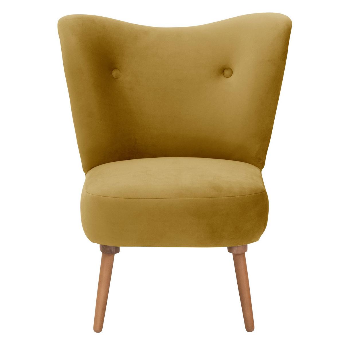 COCKTAILSESSEL Kayra Samtvelours mais - Currygelb, Kunststoff (72/90/74cm) - 58aufmkessel
