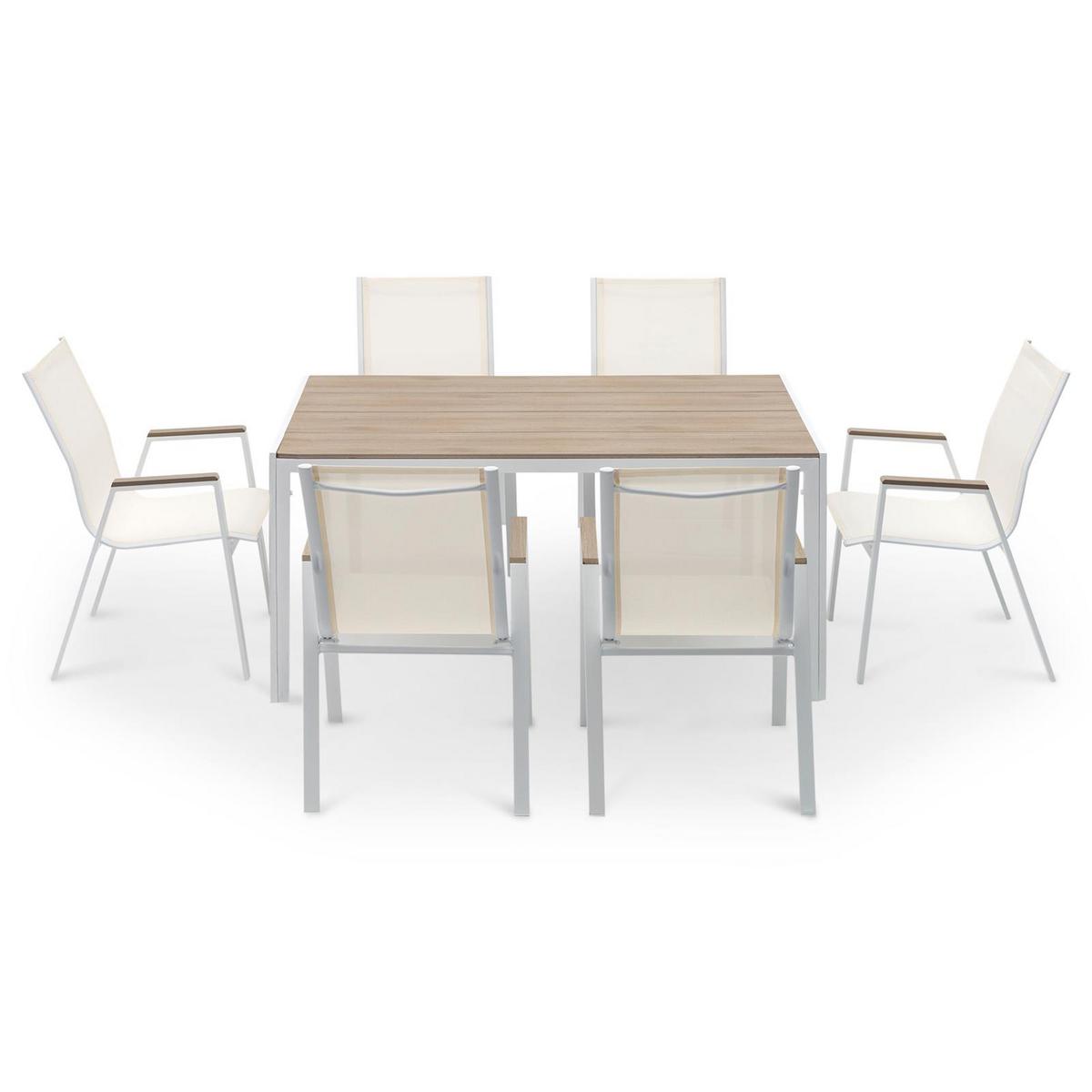 GARTENMÖBEL SET MONDELLO 7er Set beige, weiß - Beige, Metall - IDIMEX
