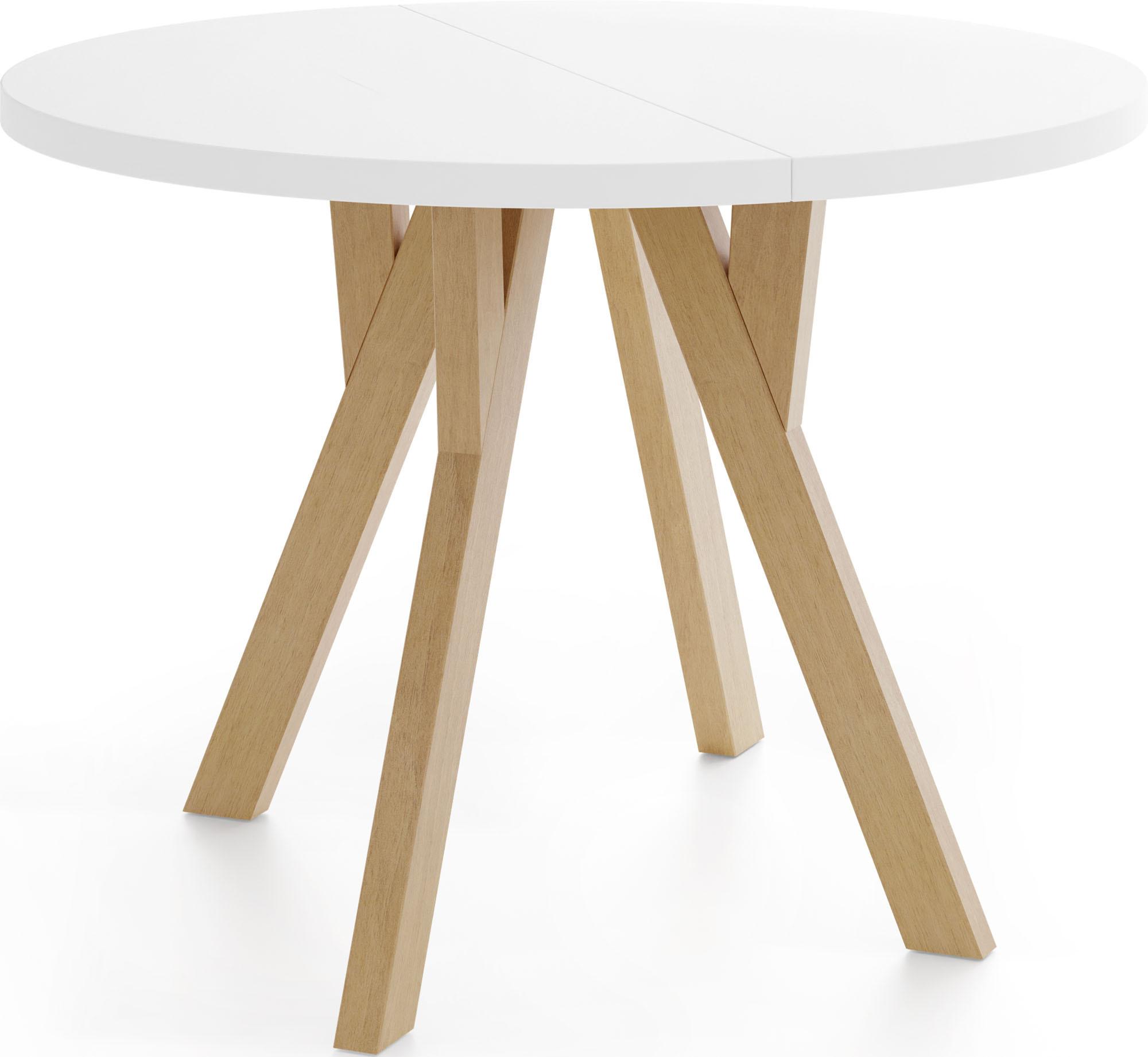 ESSTISCH Avero runder ausziehbarer, Weiß 90-190/90/77 cm - Hellbraun/Weiß, Holz/Holzwerkstoff (90/190/77cm) - WFL GROUP