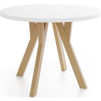ESSTISCH Avero runder ausziehbarer, Weiß 100-140/100/77 cm - Hellbraun/Weiß, Holz/Holzwerkstoff (100/140/77cm) - WFL GROUP