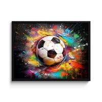POSTER MIT RAHMENGERAHMTES BILD Fußball - Farbe - Farben - Schwarz - Weiß 80x60 cm - Weiß, Papier (80/60cm) - MuchoWow
