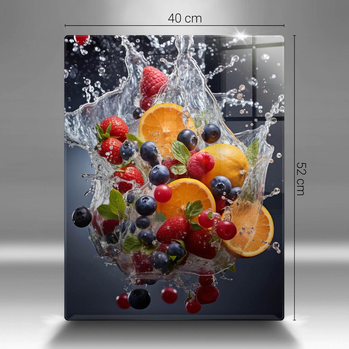 GLASPLATTE 40x52 cm Früchte im Wasser - Multicolor, Glas (40/52cm) - Wallfluent