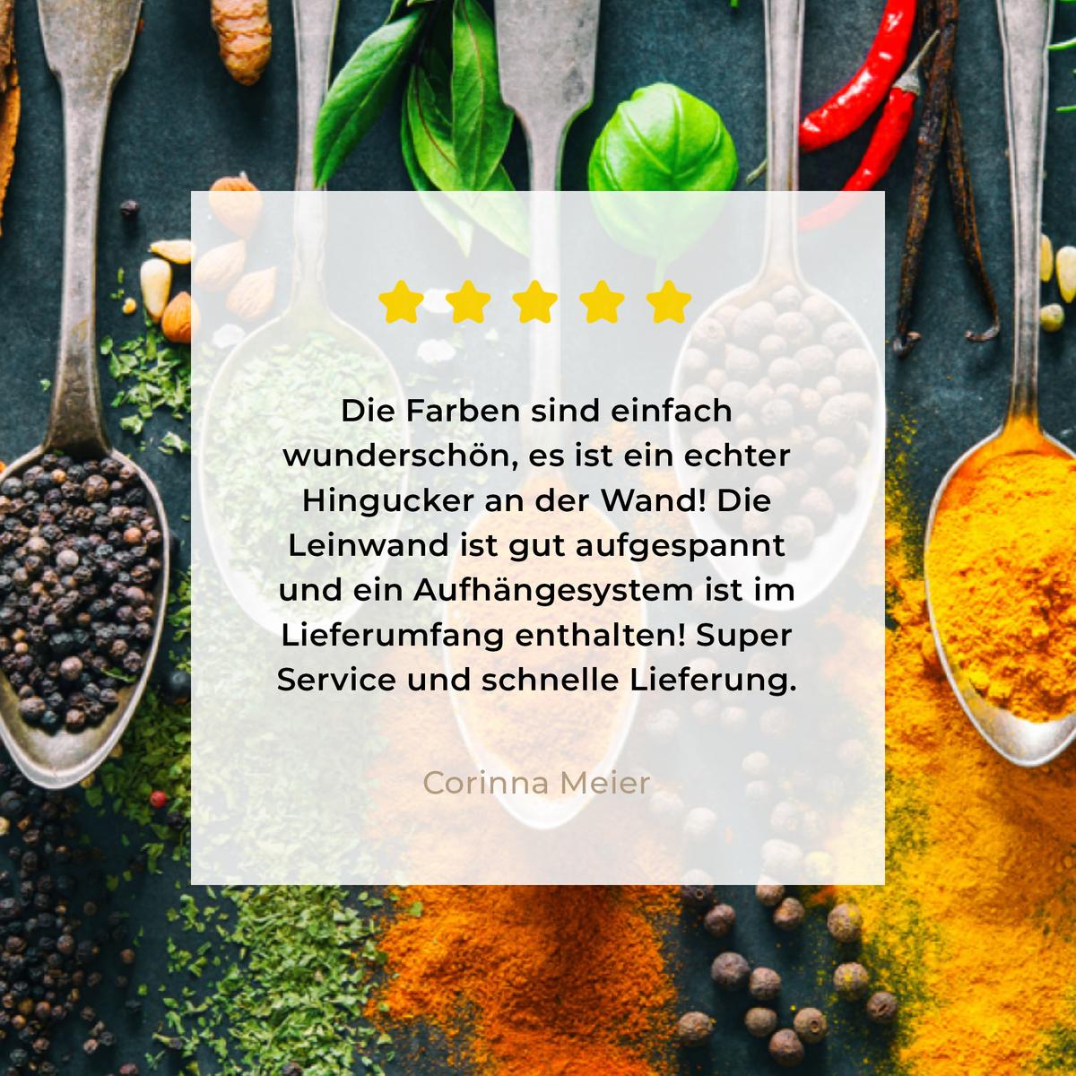 LEINWANDBILD Kräuter - Gewürze - Löffel Wandbilder 80x60 cm - Currygelb, Textil (80/60cm) - MuchoWow