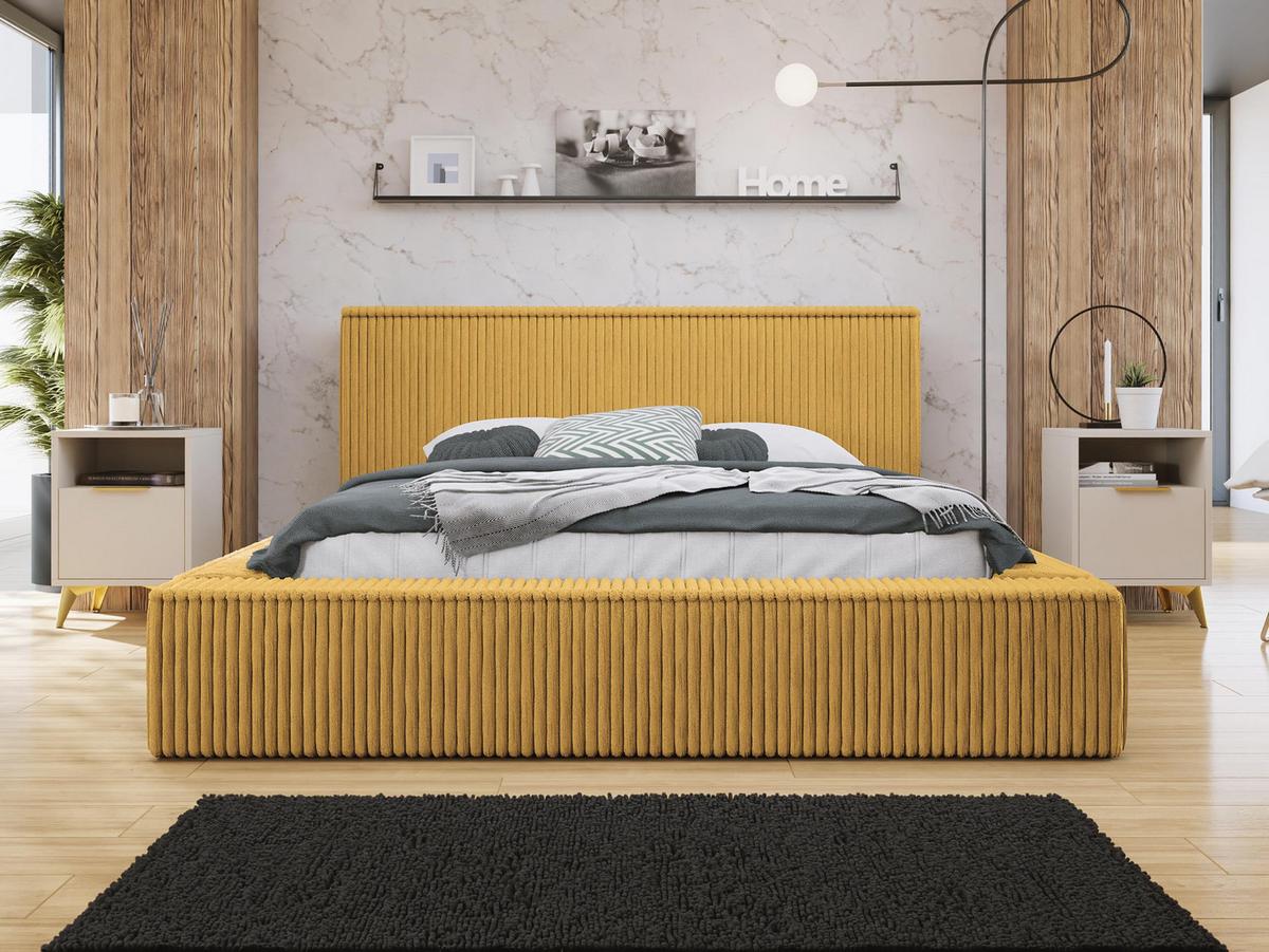 POLSTERBETT Glexi - Gelb, Holz/Textil (160/200cm) - MIRJAN24