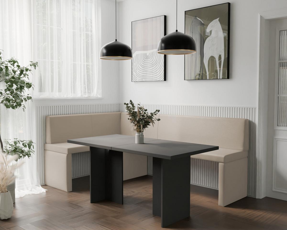 ECKBANK links OWEN Kunstleder, 128/168 cm Beige - Beige, Holz/Kunststoff (128/168cm) - Idohome