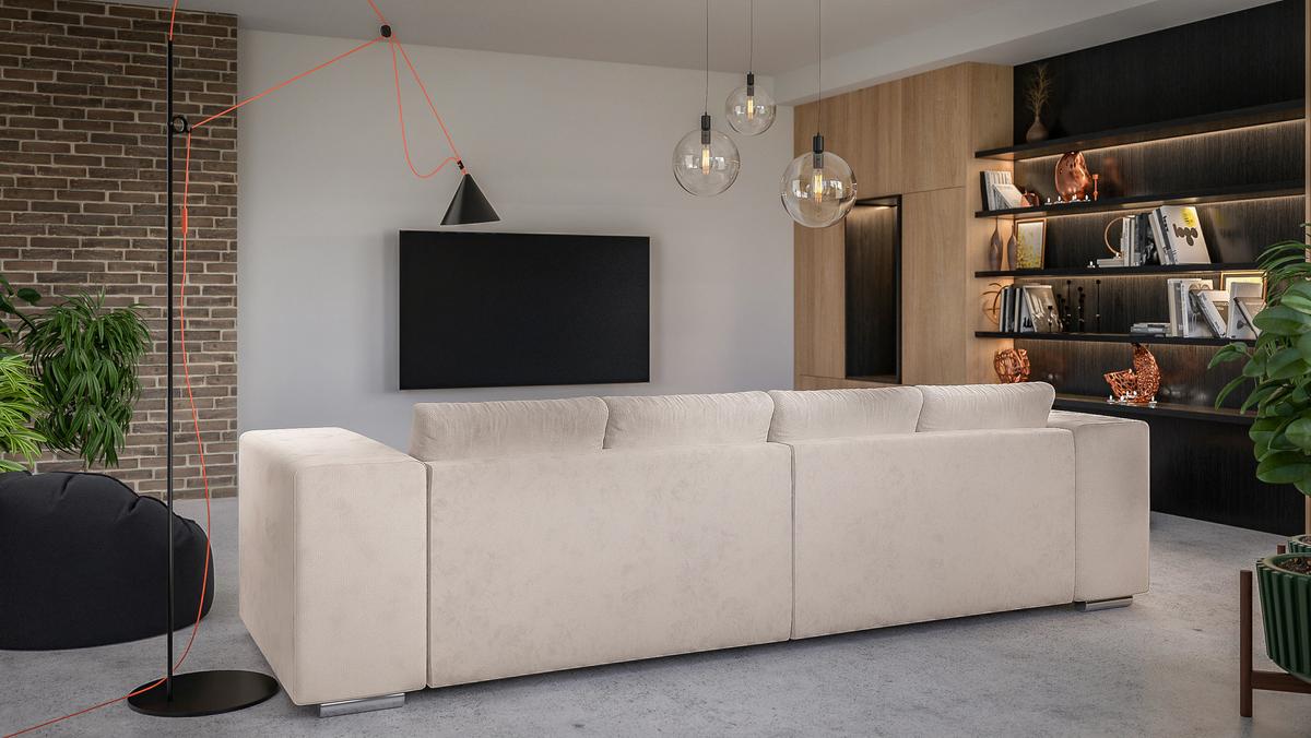 BIGSOFA Kami Microfaser Beige - Silberfarben/Creme, Kunststoff/Textil (290/80/110cm) - S-Style Möbel