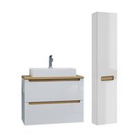BADMÖBEL 80cm Livia 2er-Set Weiß - Weiß, Holzwerkstoff (80/62.5/46cm) - Petits-meubles