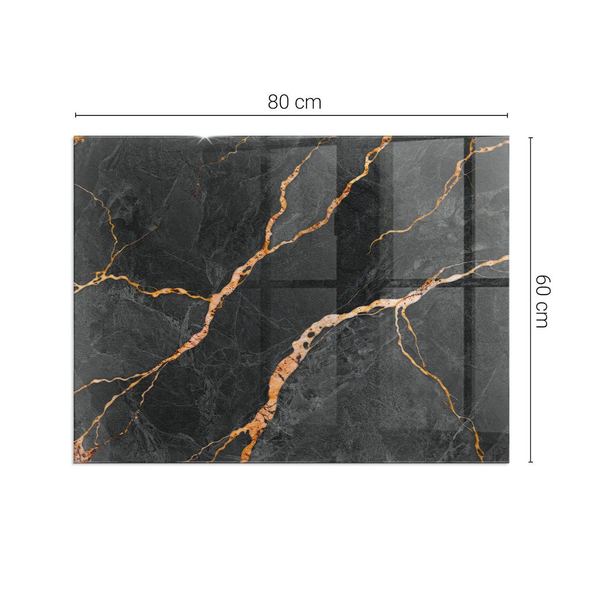 GLASPLATTE für Kamin 80x60 cm - Schwarz, Glas (80/60/0.4cm) - TULUP