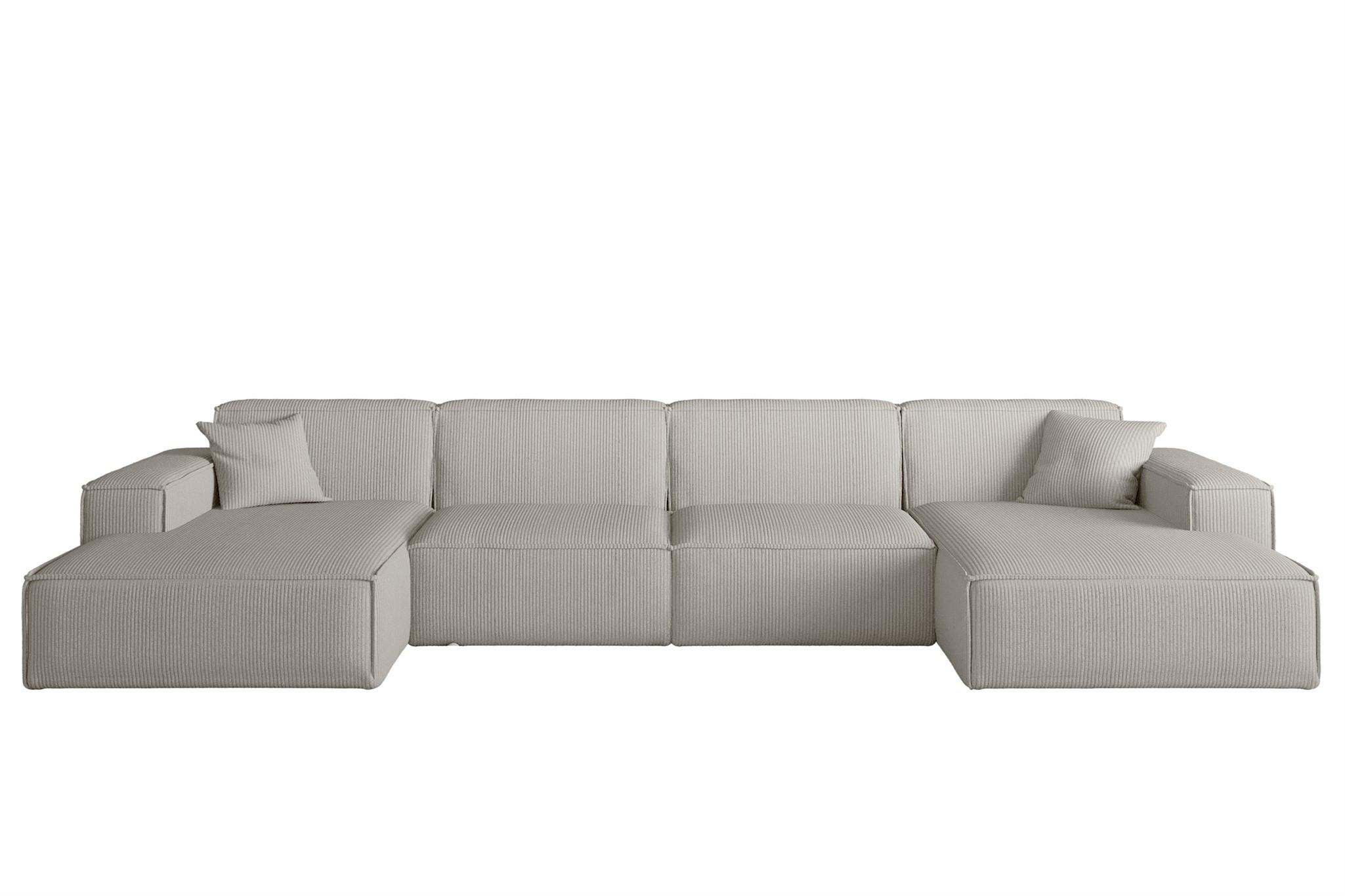 WOHNLANDSCHAFT Celes Premium In Scala - Hellgrau, Holzwerkstoff/Textil (379/73/165cm) - Fun Möbel