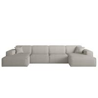 WOHNLANDSCHAFT Celes Premium In Scala - Hellgrau, Holzwerkstoff/Textil (379/73/165cm) - Fun Möbel