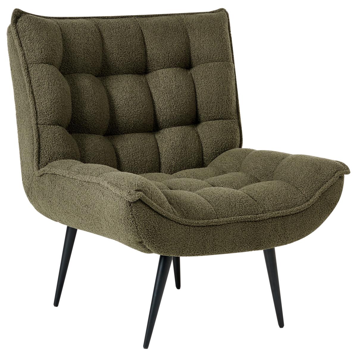 SESSEL Dunkelgrün Alvesta - Dunkelgrün/Schwarz, Textil/Metall (73/92/79cm) - Beliani