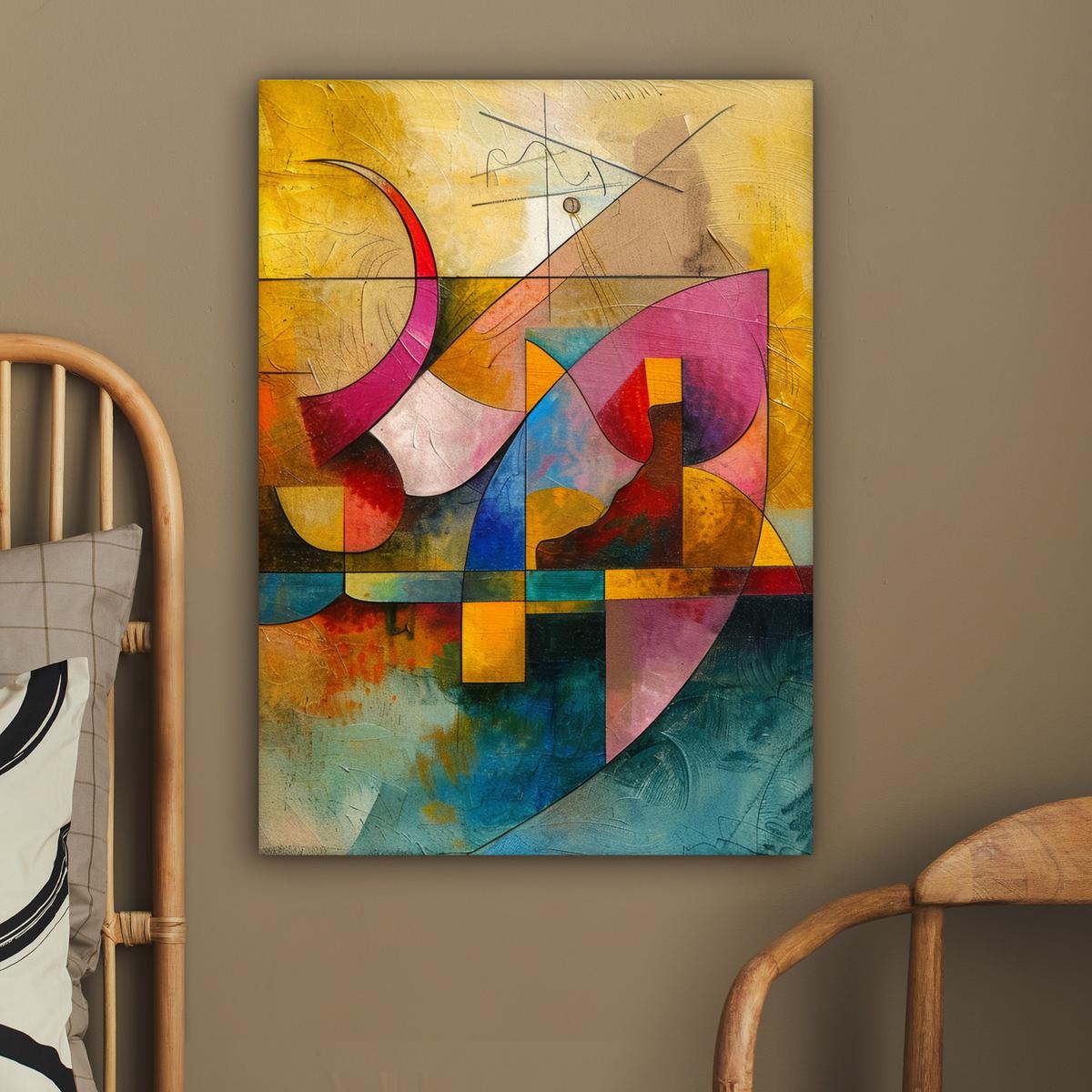 LEINWANDBILD Kunst - Abstrakt - Modern Wandbild Wohnzimmer 60x80 cm - Gelb, Textil (60/80cm) - MuchoWow